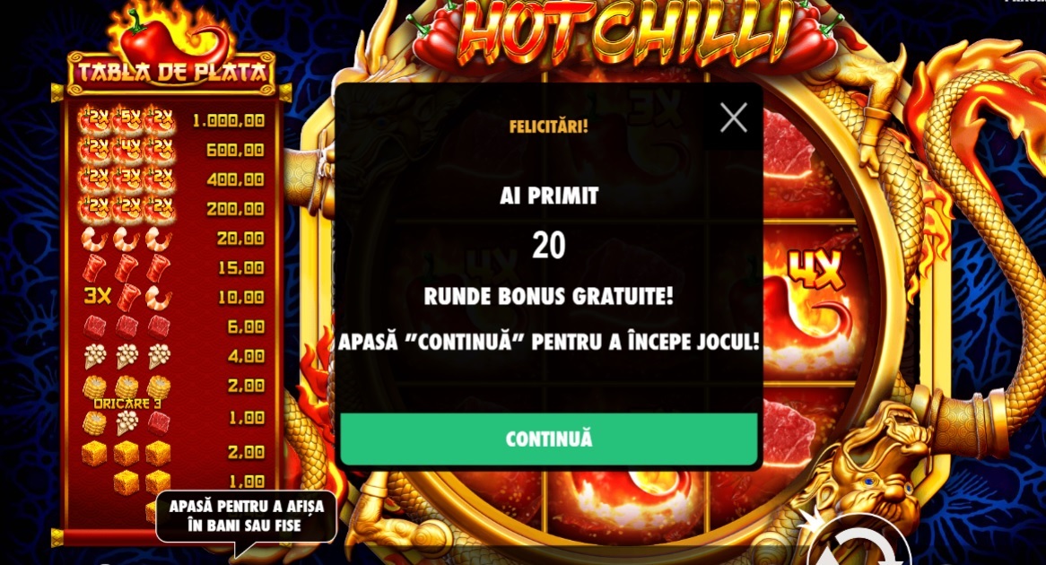 20 rotiri gratuite hot chilli